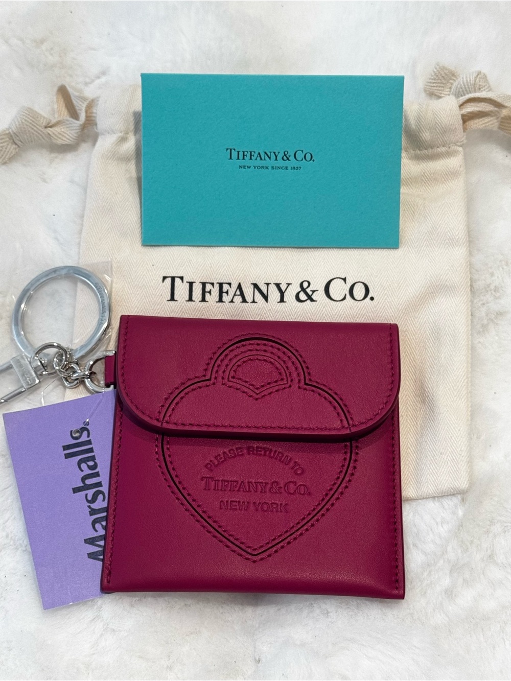 Tiffany & Co. Return to Tiffany Pouch Bag Charm in hibiscus pink leather Keychai